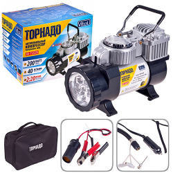 Компрессор "Торнадо" КА-Т121220 200psi/15Amp/40л/фонарь/прикур.+переходник/шланг 3,0м