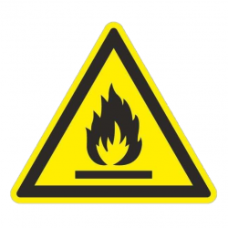 Знак безпеки (плакат плівка 150х150мм) Пожежонебезпечні легкозаймисті речовини