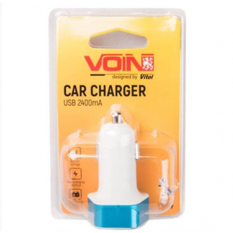 Автомобільний зарядний пристрій VOIN C-2406 2USB (12 / 24V - 5V 2,4A) + вольтметр