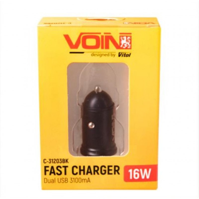 Автомобільний зарядний пристрій VOIN C-31203BK, 2USB (12/24V - 5V 3,1A)