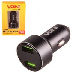 Автомобільний зарядний пристрій VOIN C-31209BK, 2USB (12/24V - 5V 3,1A) + вольтметр