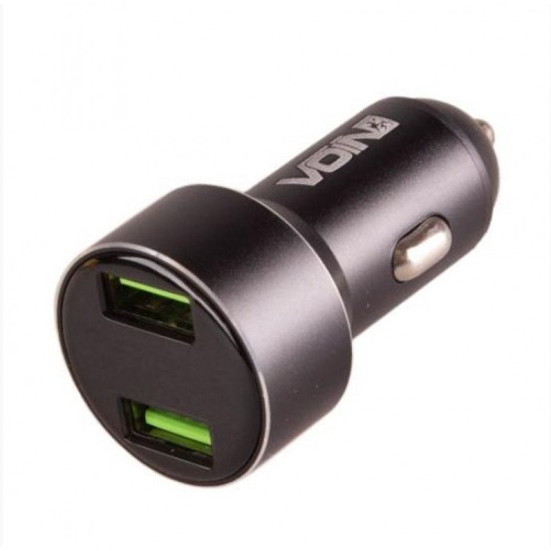 Автомобільний зарядний пристрій VOIN C-31209BK, 2USB (12/24V - 5V 3,1A) + вольтметр