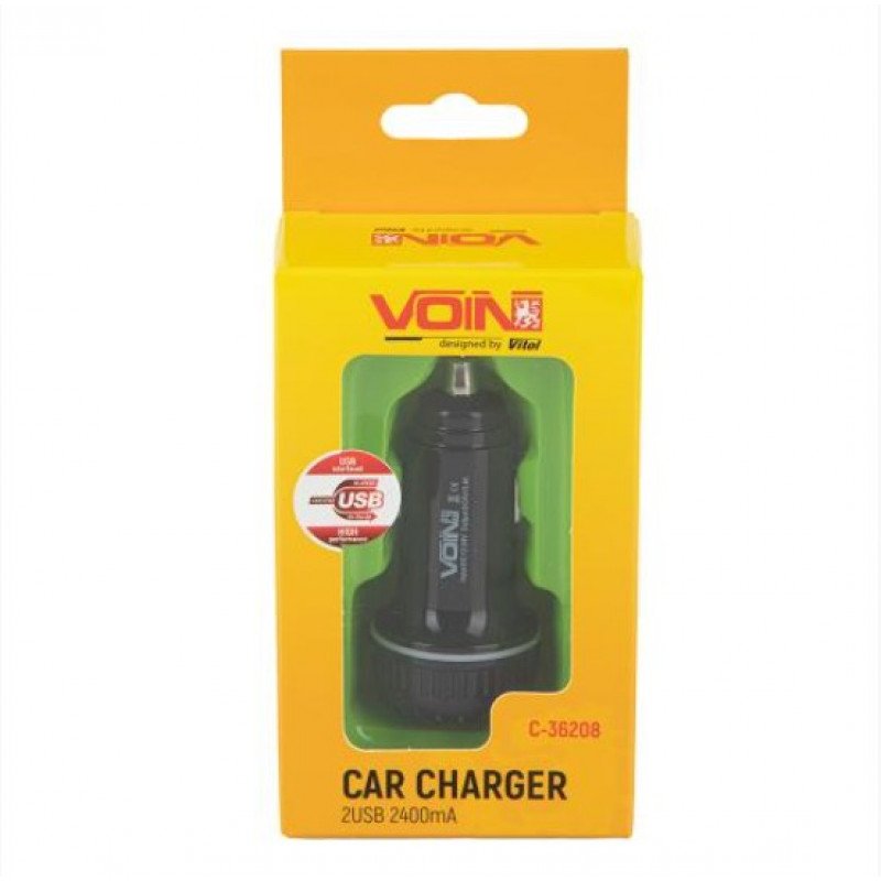 Автомобільний зарядний пристрій VOIN C-36208, 2USB (12/24V - 5V 2,4A)