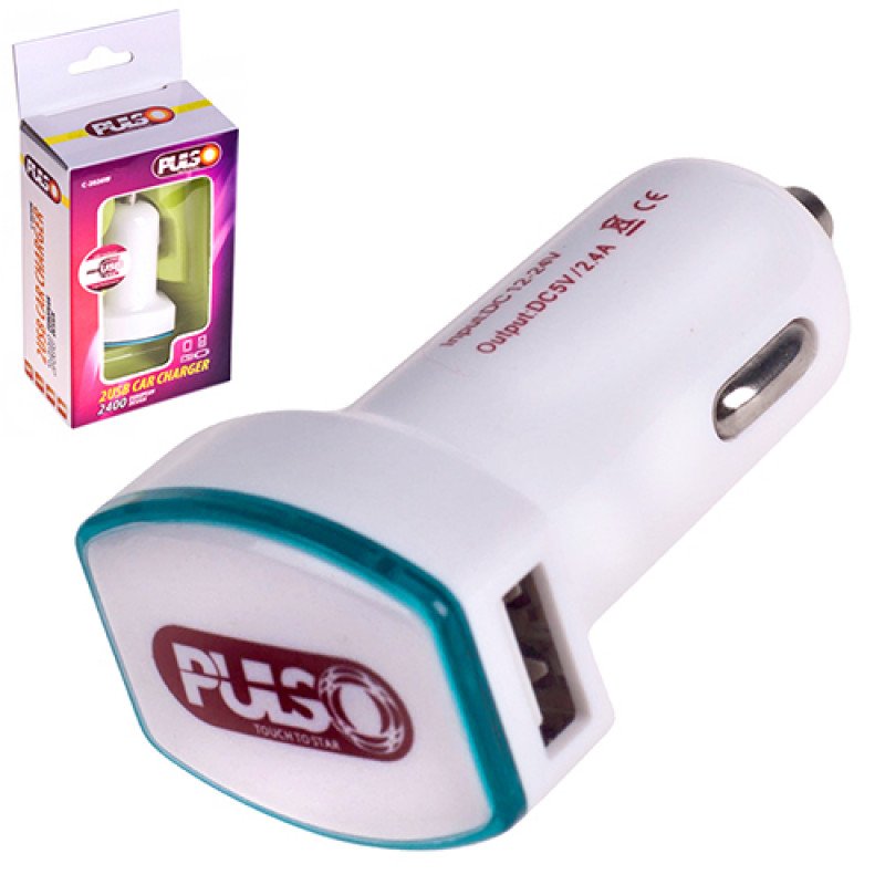 Автомобільний зарядний пристрій PULSO C-2026W 2USB (12 / 24V - 5V 2,4A)