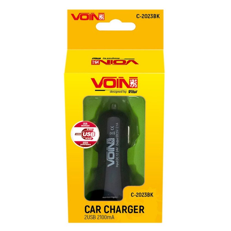 Автомобільний зарядний пристрій VOIN C-2023BK 2USB (12/24V - 5V 2,1A)