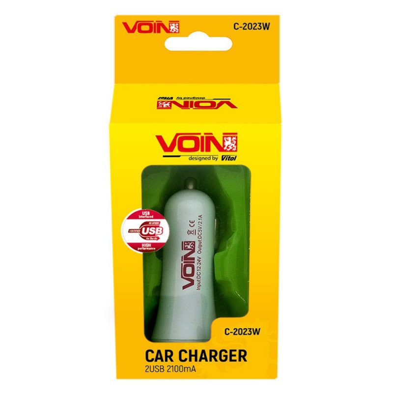 Автомобільний зарядний пристрій VOIN C-2023W 2USB (12/24V - 5V 2,1A)