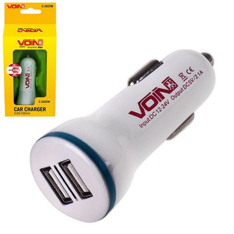 Автомобільний зарядний пристрій VOIN C-2023W 2USB (12/24V - 5V 2,1A)