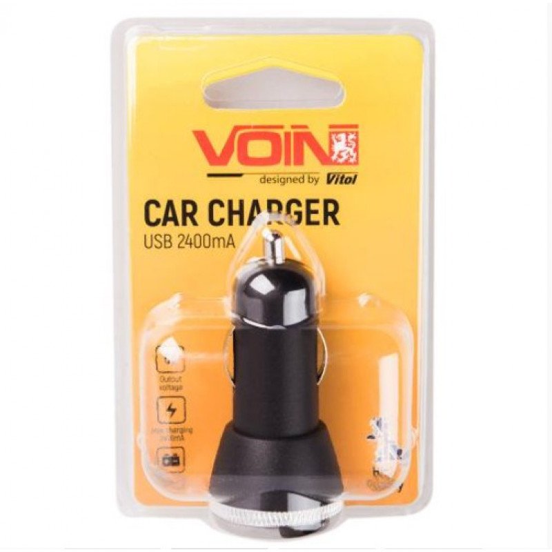 Автомобільний зарядний пристрій VOIN C-2402BK 1USB+Android (12/24V - 5V 2,4A)