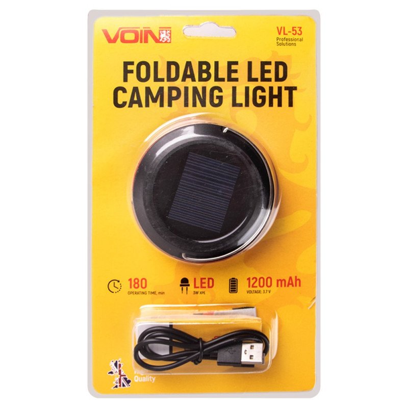 Ліхтар для кемпінгу  VOIN VL-53, 3W XPE/ Power bank 1200mAh/ соняшна  панель/складний