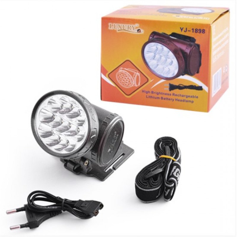 Фонарь налобный Luxury 1898, 13LED, ЗУ 220V, встр. аккумулятор Фонарь налобный Luxury 1898, 13LED, ЗУ 220V, встр. аккумулятор