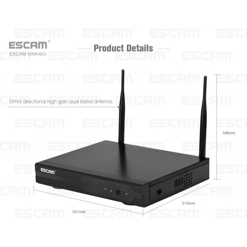 Комплект відеоспостереження ESCAM WNK403 4CH 720P Wireless NVR KITS EU