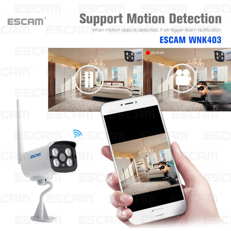 Комплект відеоспостереження ESCAM WNK403 4CH 720P Wireless NVR KITS EU