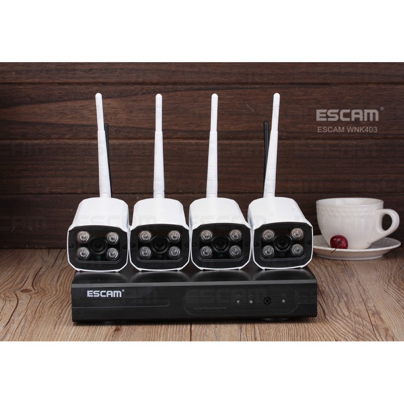 Комплект відеоспостереження ESCAM WNK403 4CH 720P Wireless NVR KITS EU