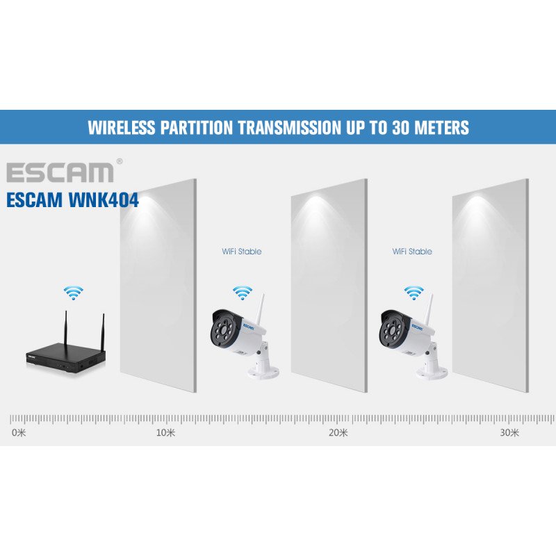 Комплект видеонаблюдения ESCAM WNK404 4CH 720P Wireless NVR KITS EU