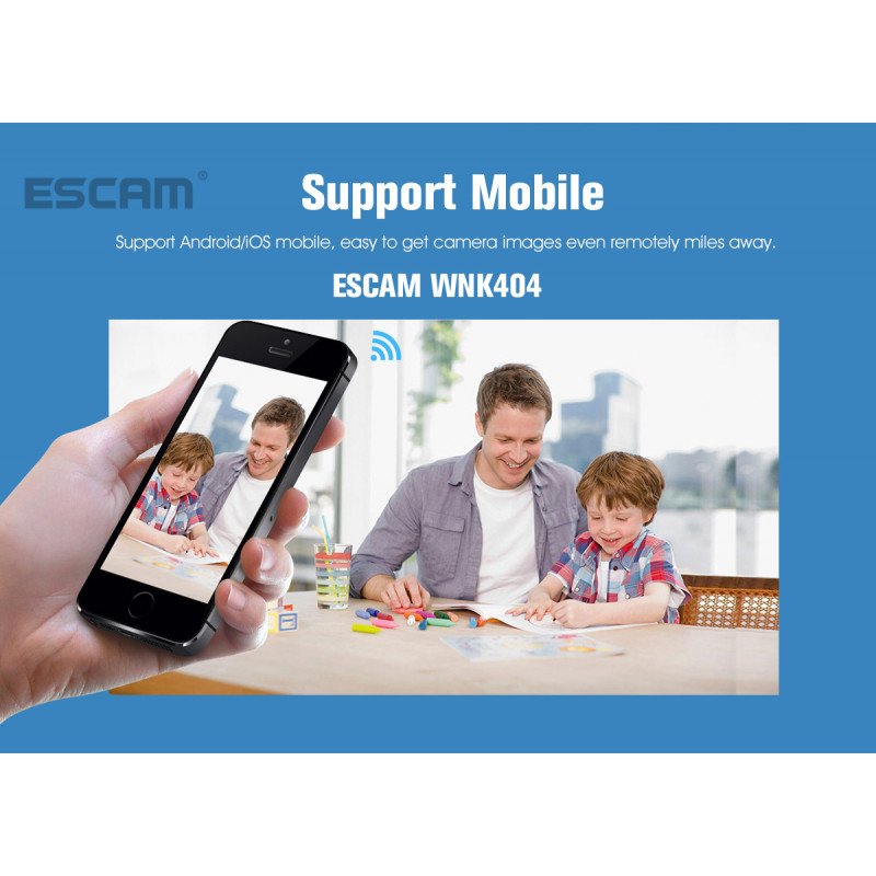 Комплект видеонаблюдения ESCAM WNK404 4CH 720P Wireless NVR KITS EU