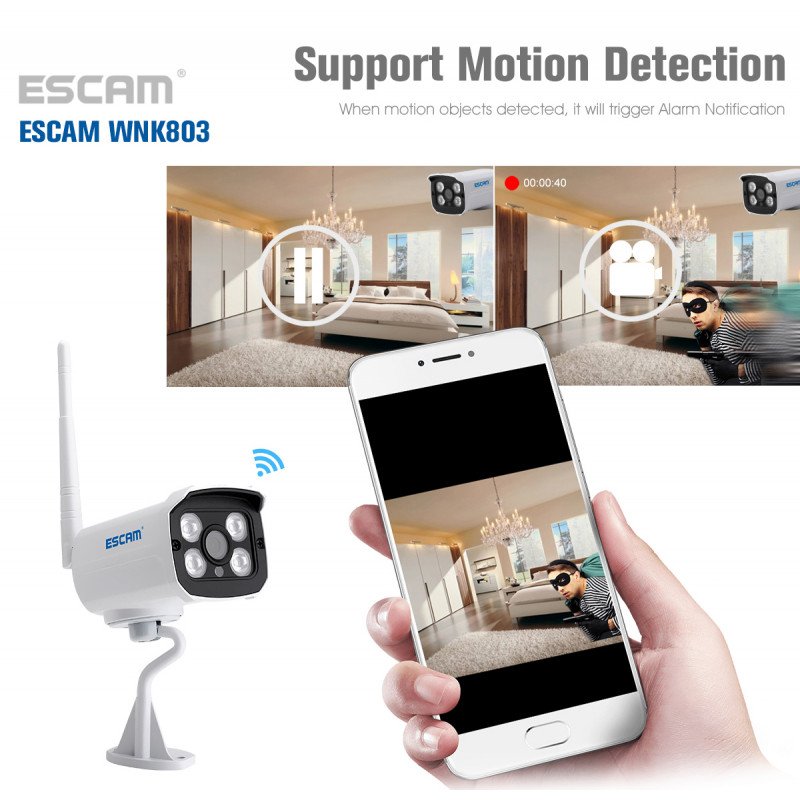 Комплект відеоспостереження ESCAM WNK803 8CH 720P Wireless NVR KITS EU