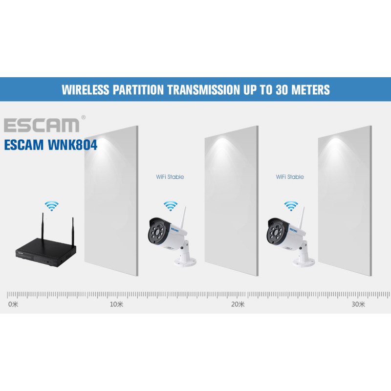 Комплект видеонаблюдения ESCAM WNK804 8CH 720P Wireless NVR KITS EU