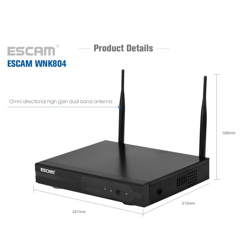 Комплект видеонаблюдения ESCAM WNK804 8CH 720P Wireless NVR KITS EU