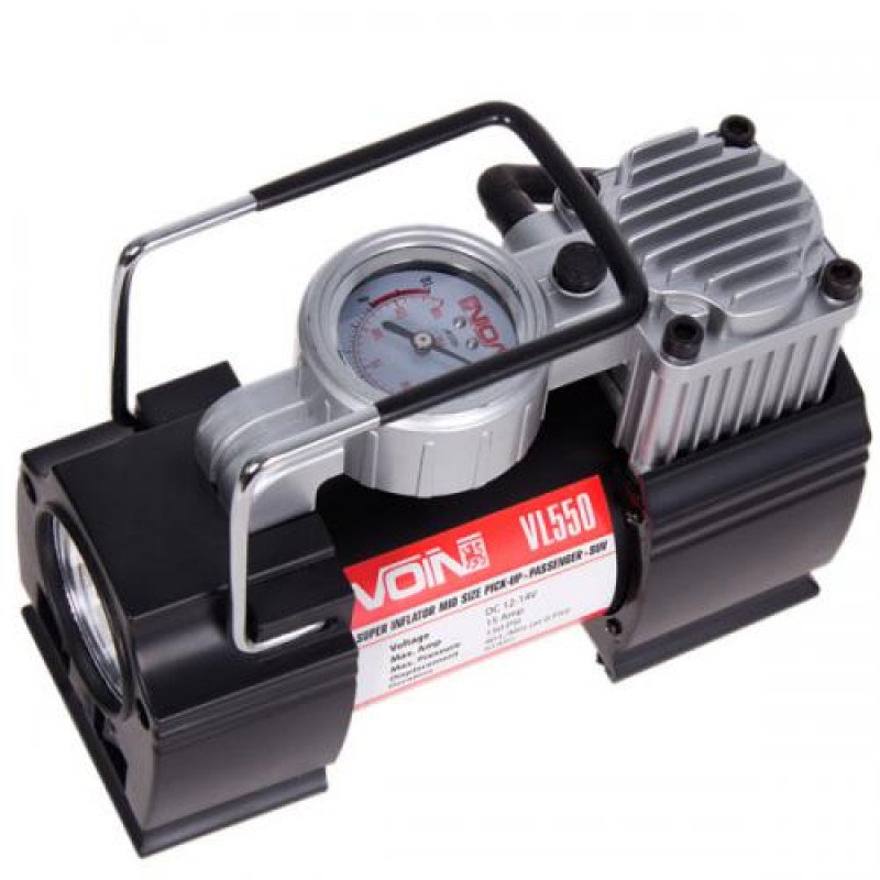 Компресор автомобільний "VOIN" VL-550 150psi/15A/40л/прикур./дефлятор/перехідник на клеми Компресор автомобільний "VOIN" VL-550 150psi/15A/40л/прикур./дефлятор/перехідник на клеми