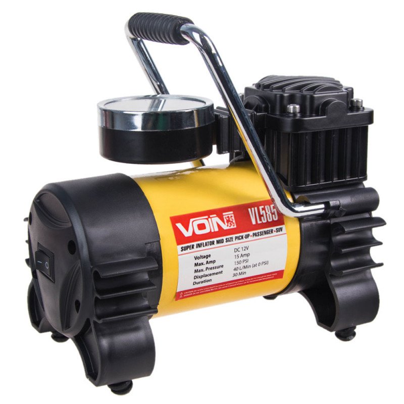 Компресор автомобільний "VOIN" VL-585 150psi/15A/40л/прикур./перехідник на клеми Компресор автомобільний "VOIN" VL-585 150psi/15A/40л/прикур./перехідник на клеми