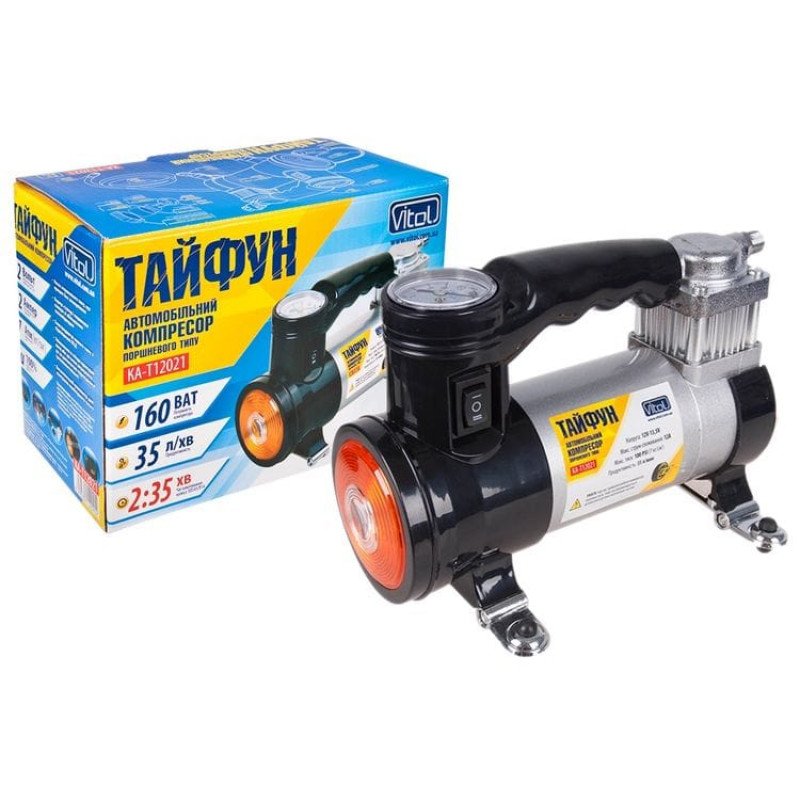 Компрессор Тайфун КА-T12021 100psi/12Amp/35л/фонарь/прикур.+переходник