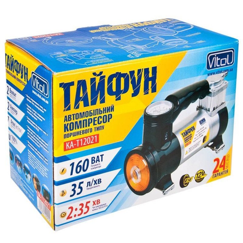 Компрессор Тайфун КА-T12021 100psi/12Amp/35л/фонарь/прикур.+переходник