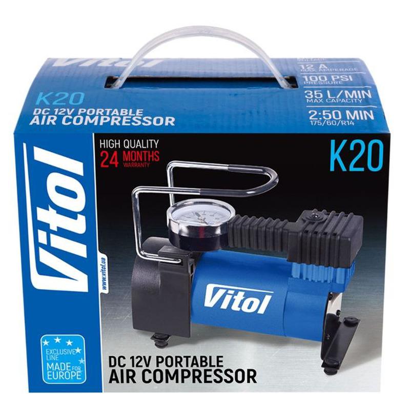 Компресор "ViTOL" K-20 100psi / 12Amp / 35л / прикурювач