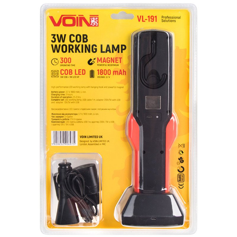Переносная лампа "VOIN" VL-191 12V/220V/3W-COB+2 LED-НР/АКБ/USB+microUSB/магнит/база (VL-191) Переносная лампа "VOIN" VL-191 12V/220V/3W-COB+2 LED-НР/АКБ/USB+microUSB/магнит/база (VL-191)