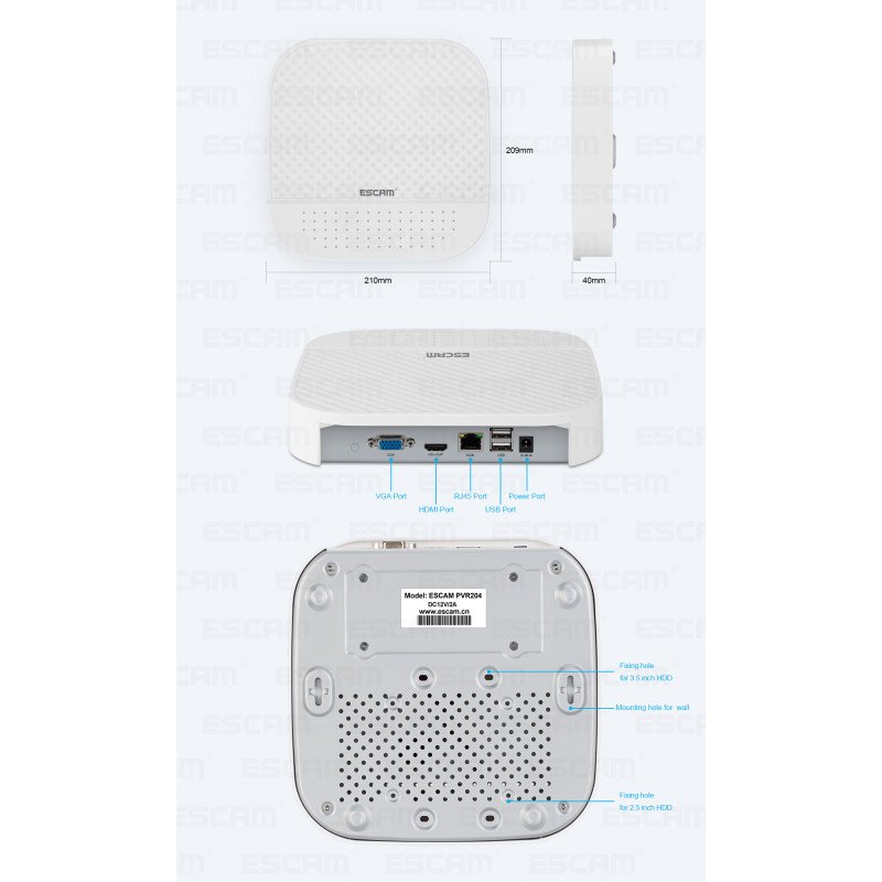 Мережевий відеореєстратор NVR ESCAM PVR204