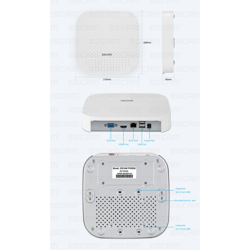 Сетевой видеорегистратор NVR ESCAM PVR208