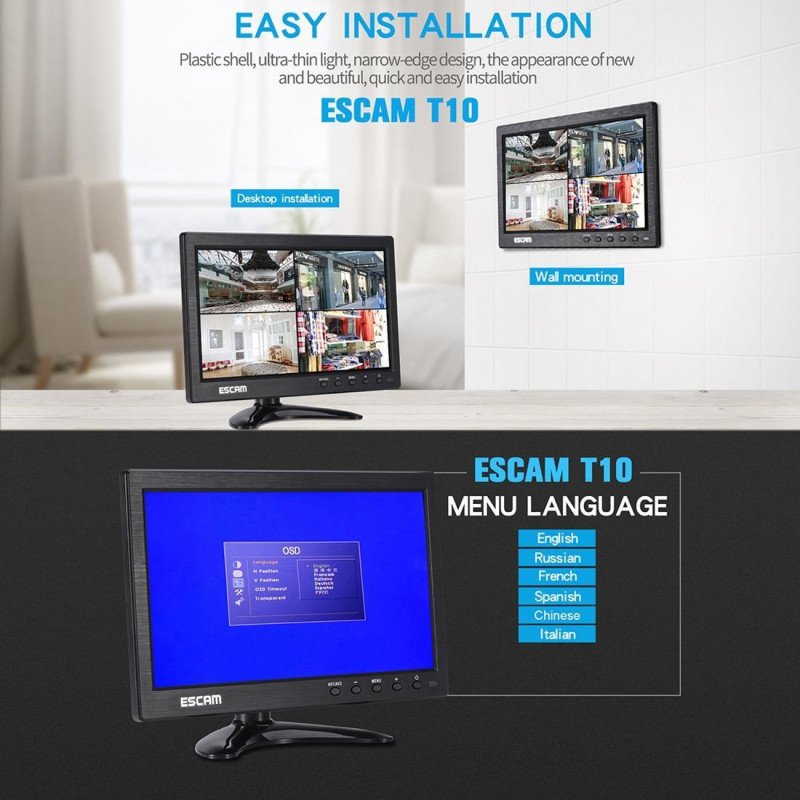 Монитор TFT LCD Escam T10 Монитор TFT LCD Escam T10