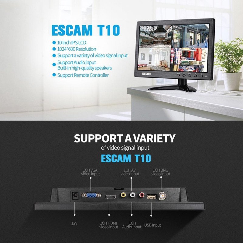 Монитор TFT LCD Escam T10 Монитор TFT LCD Escam T10