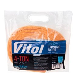 Трос буксирувальний ТР-250-4-1 4т стрічка 48мм х 5м помаранч/гак/в кульку