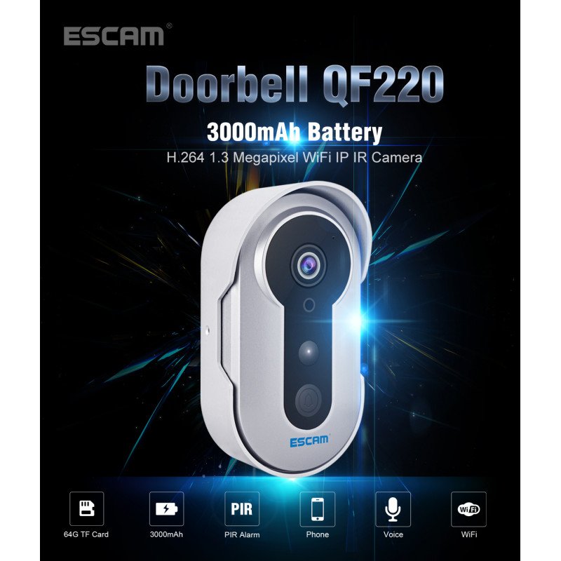 WiFi HD Doorbell дверний дзвінок ESCAM QF220