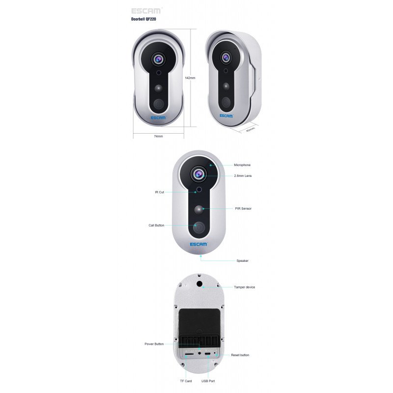 WiFi HD Doorbell дверний дзвінок ESCAM QF220