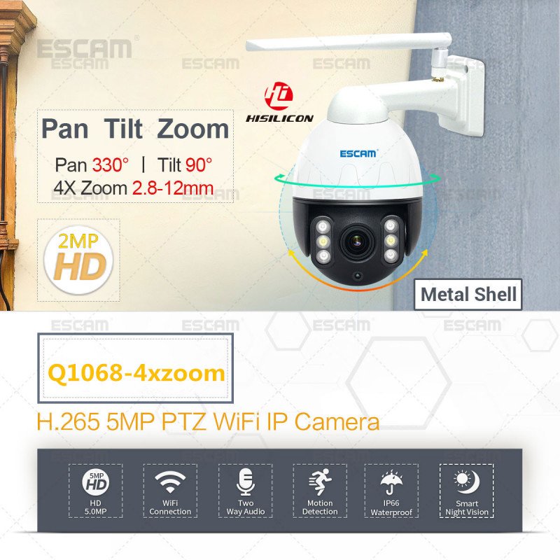 WiFi IP камера ESCAM Q1068 4xZoom