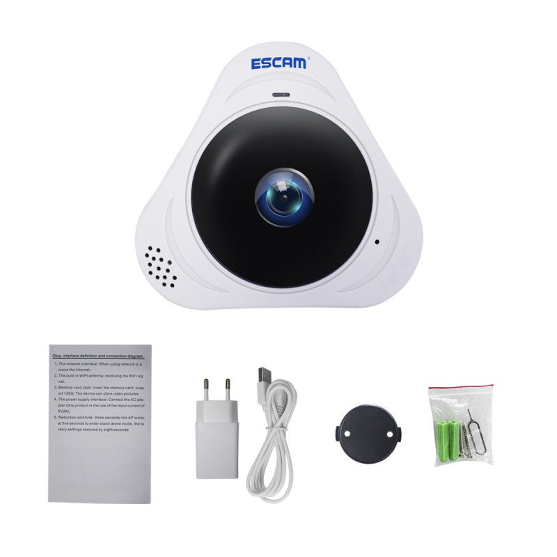 WiFi IP камера ESCAM Q8 белая Fish eye