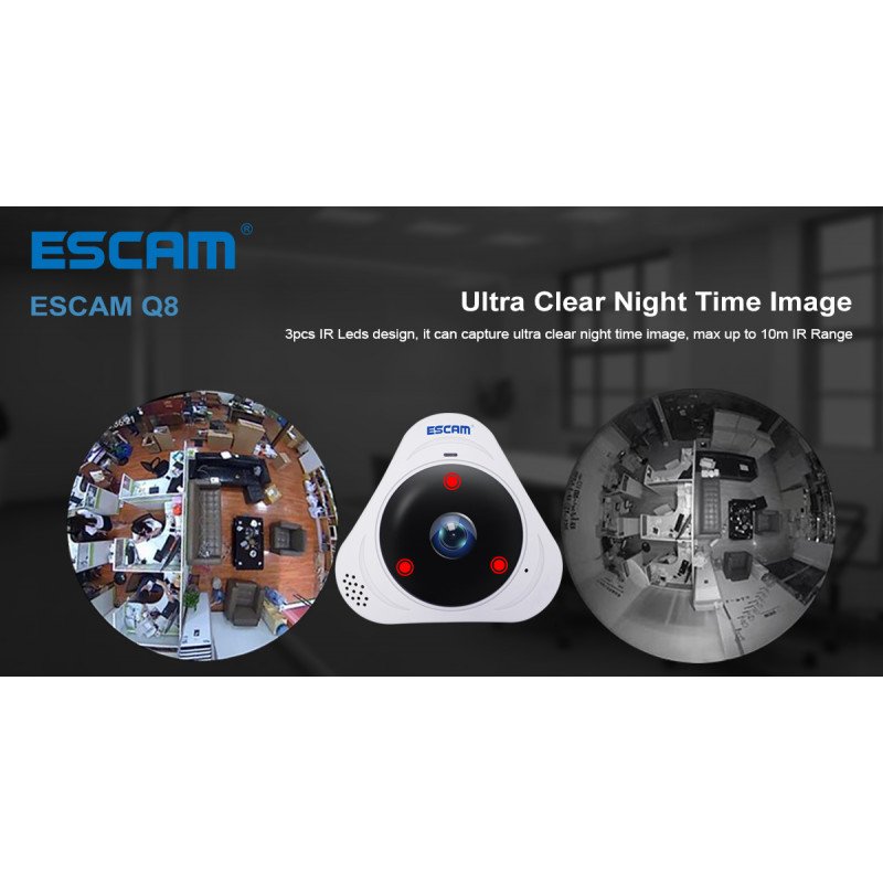 WiFi IP камера ESCAM Q8 белая Fish eye