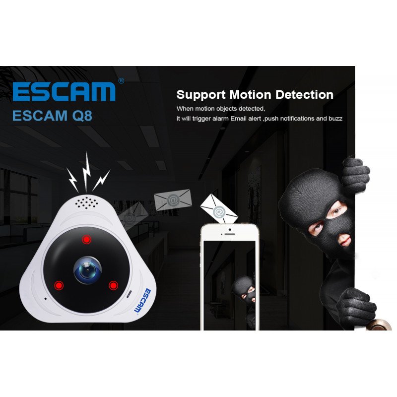 WiFi IP камера ESCAM Q8 белая Fish eye