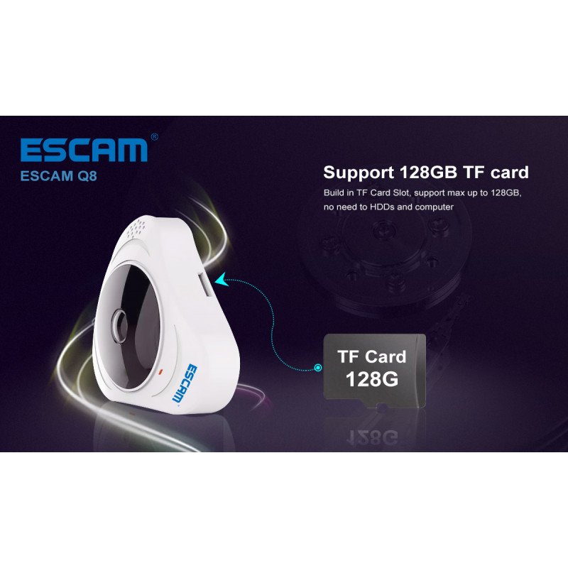 WiFi IP камера ESCAM Q8 белая Fish eye