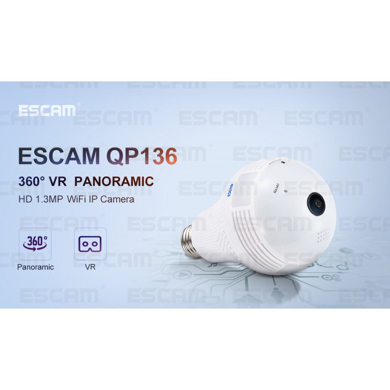 WiFi IP камера ESCAM QP136 960P HD LED Light Bulb