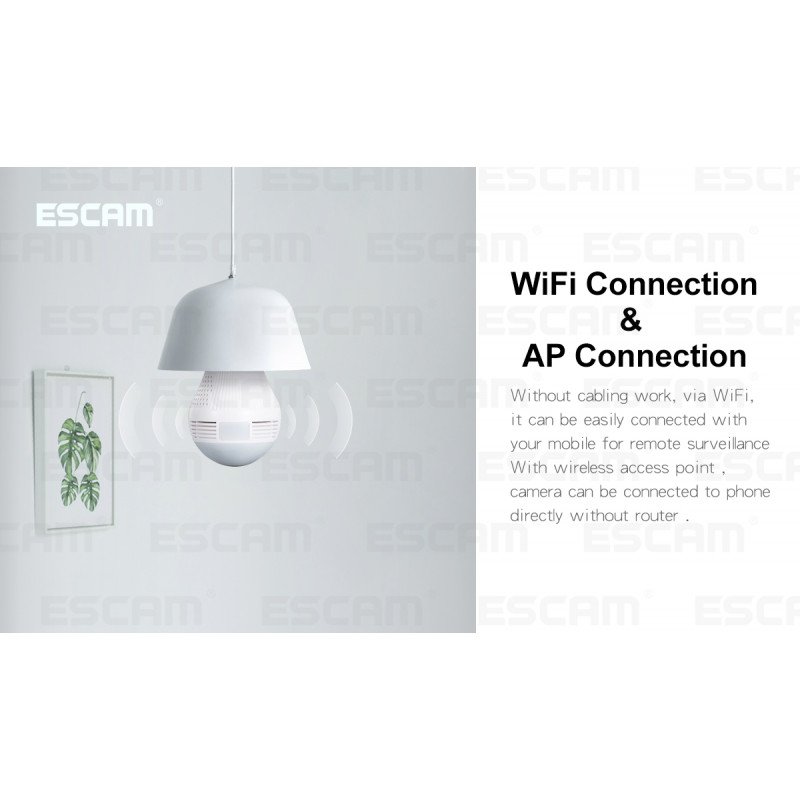 WiFi IP камера ESCAM QP136 960P HD LED Light Bulb