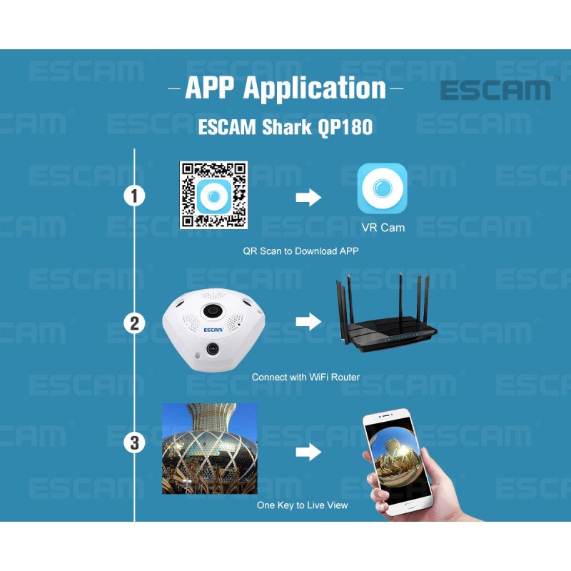 WiFi IP камера ESCAM QP180 Shark